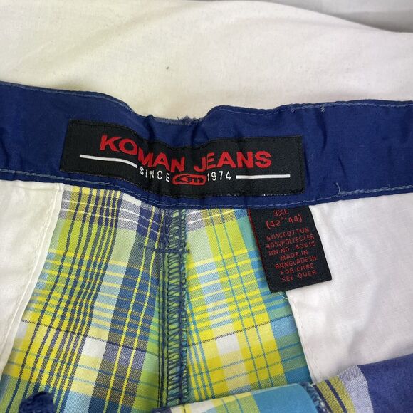 NWT KOMAN Plaid Long Shorts W/ Belt Y2K Bermuda 3XL 42-44 - Picture 4 of 5